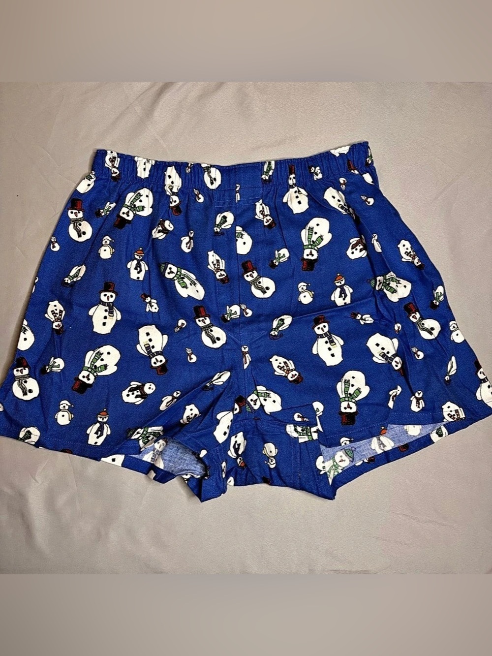 GAP Snowman Print Cotton Boxer Shorts Blue & White Medium